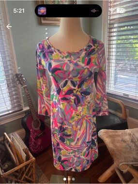 Lilly Pulitzer Multicolor Floral-Abstract Long Sleeve Shift Dress